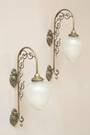 Pair of 20th century cut glass wall lights - larger - TallBoy Interiors