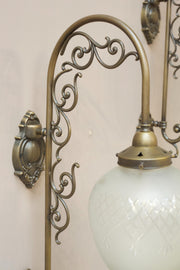 Pair of 20th century cut glass wall lights - larger - TallBoy Interiors