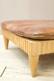 Vintage leather gym mat large ottoman footstool - TallBoy Interiors