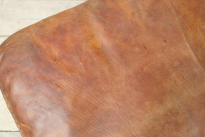 Vintage leather gym mat large ottoman footstool