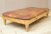 Vintage leather gym mat large ottoman footstool - TallBoy Interiors