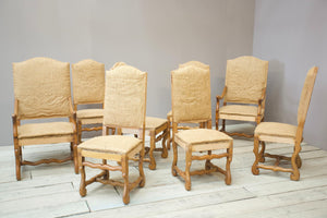 set of 8 Early 20th century Oak Os de Mouton dining chairs