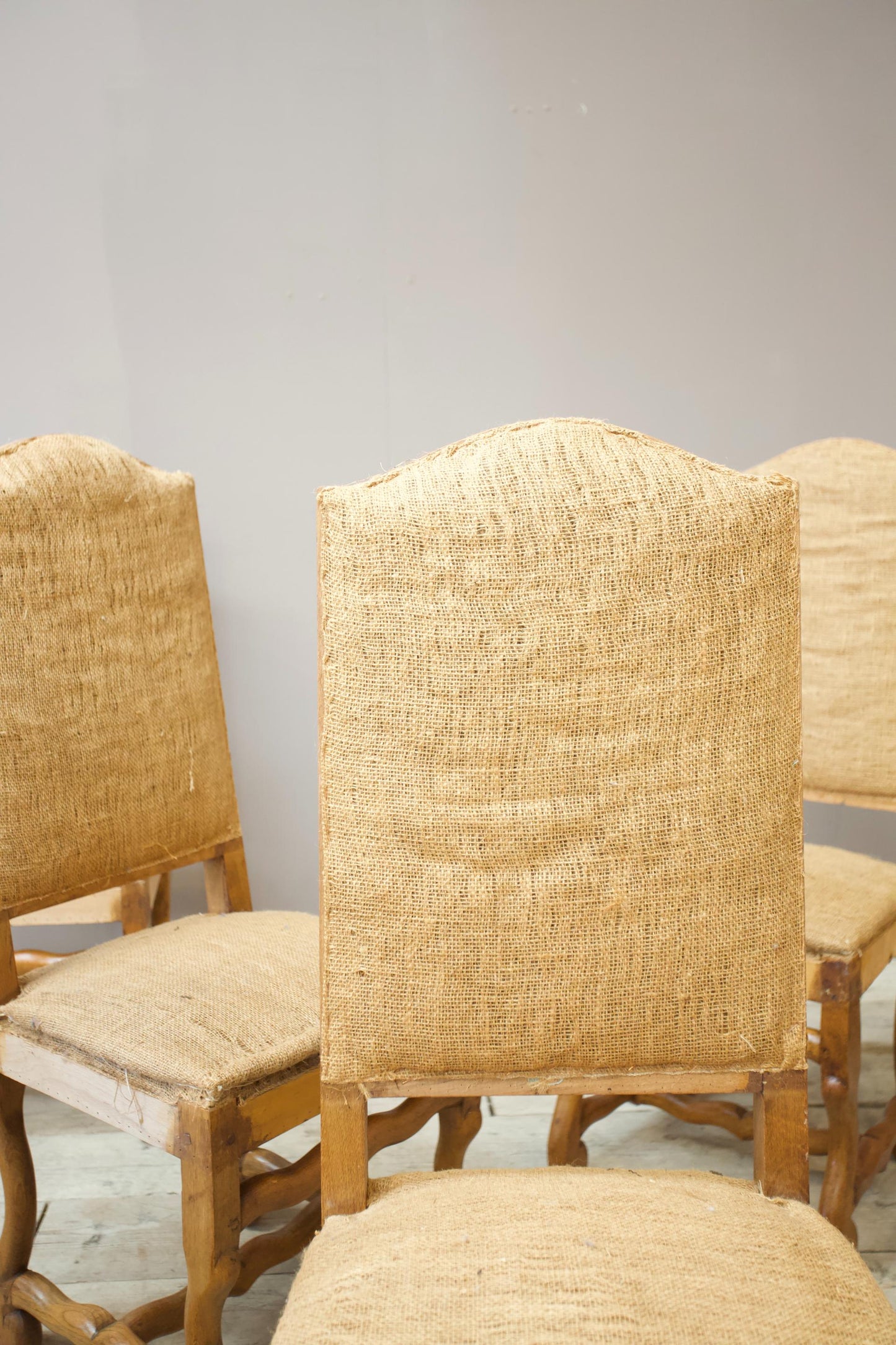 set of 8 Early 20th century Oak Os de Mouton dining chairs