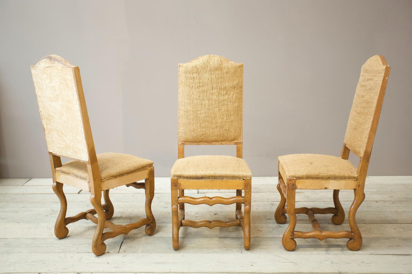 set of 8 Early 20th century Oak Os de Mouton dining chairs