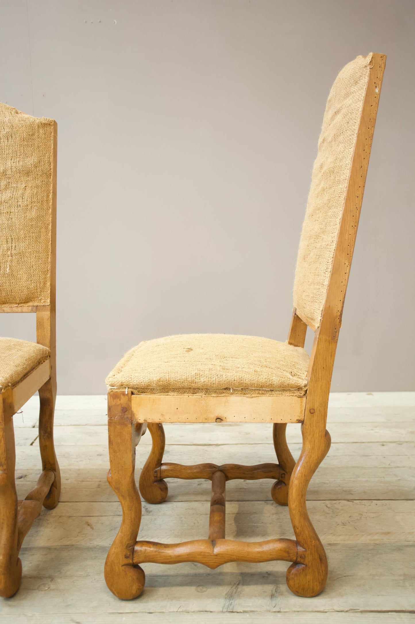 set of 8 Early 20th century Oak Os de Mouton dining chairs