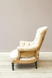 Napoleon III buttoned curved back armchair - TallBoy Interiors