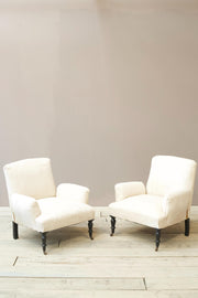 Pair of Napoleon III cushioned arm armchairs - TallBoy Interiors