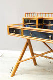 20th century Bamboo and black lacquer desk by E Murio