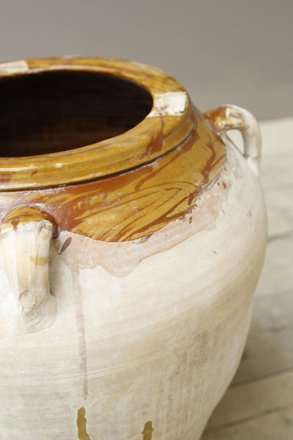 19th century Yellow glazed Spanish olive pot - Large