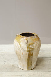19th century Yellow glazed Spanish olive pot - small