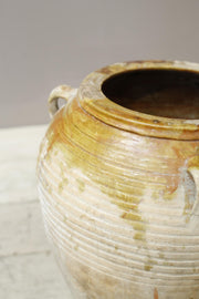 19th century Yellow glazed Spanish olive pot - small