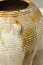 19th century Yellow glazed Spanish olive pot - small