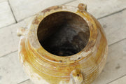 19th century Yellow glazed Spanish olive pot - small