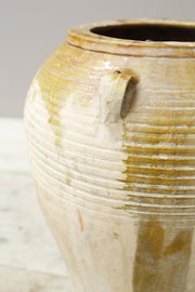 19th century Yellow glazed Spanish olive pot - small