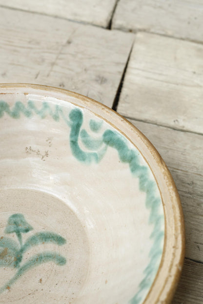 20th century Spanish 'Lebrillo' green glazed bowl