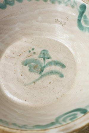 20th century Spanish 'Lebrillo' green glazed bowl