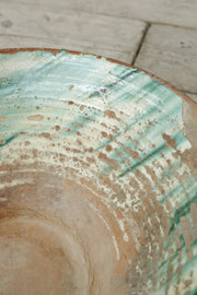 20th century heavily worn green glazed Pancheon - TallBoy Interiors