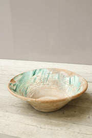 20th century heavily worn green glazed Pancheon - TallBoy Interiors