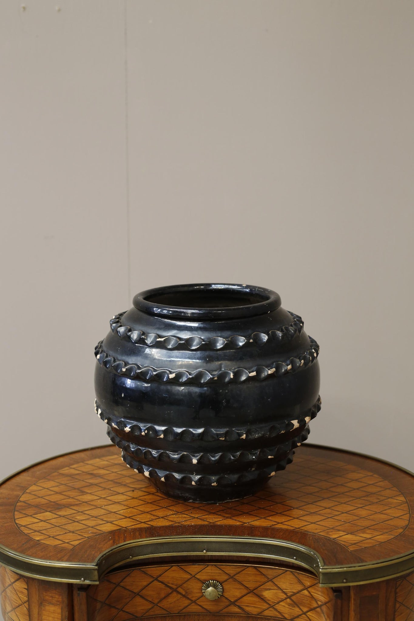 Black glazed 20th century Biot pot