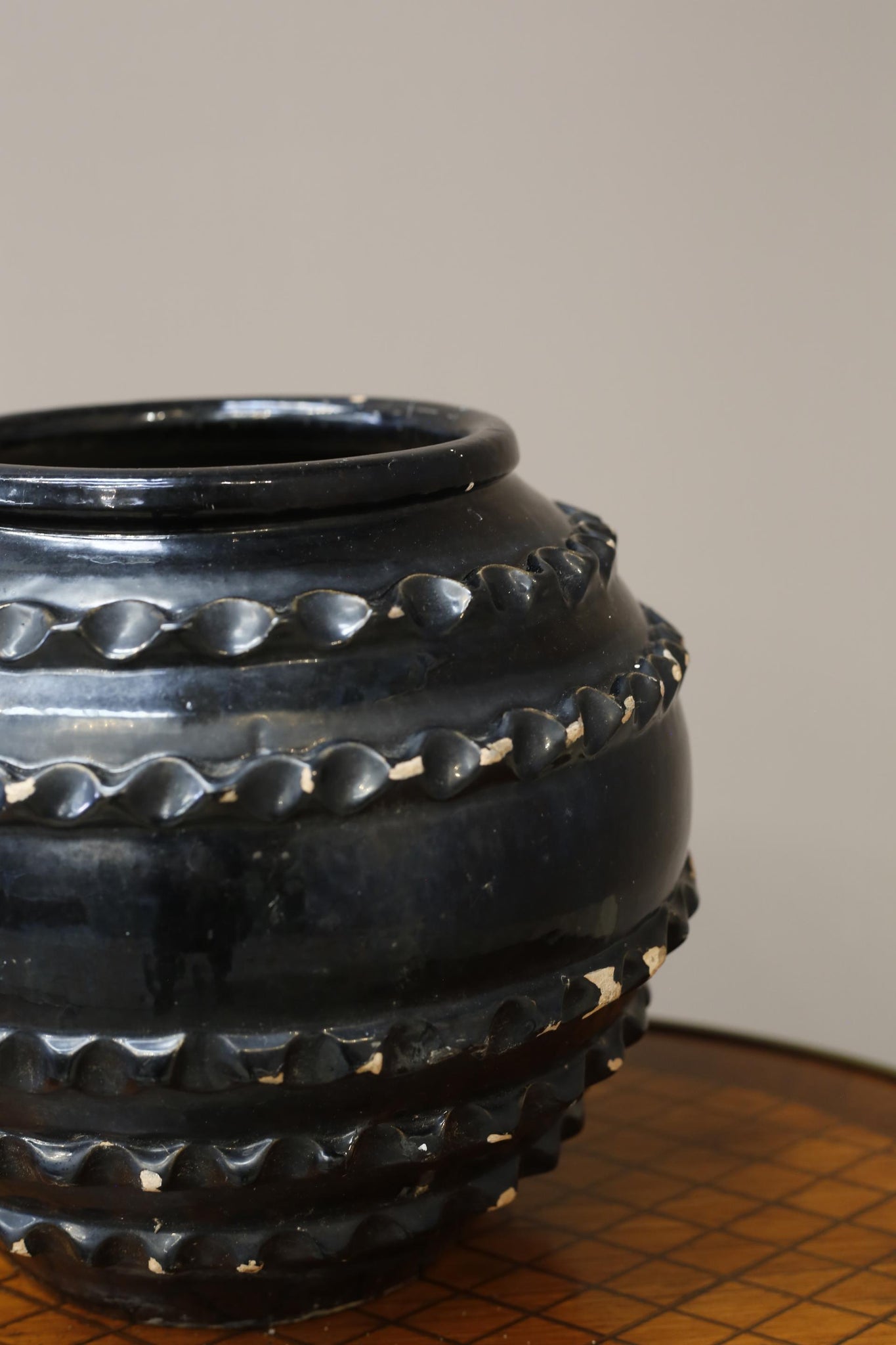 Black glazed 20th century Biot pot