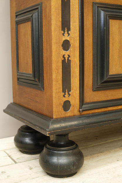 19th century Dutch oak and ebony Kas cupboard