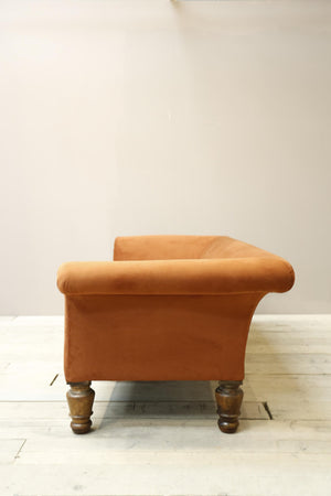 Victorian country house sofa in rust velvet