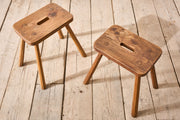 Pair of 19th century French elm country stools - TallBoy Interiors
