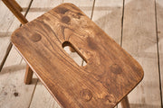 Pair of 19th century French elm country stools - TallBoy Interiors