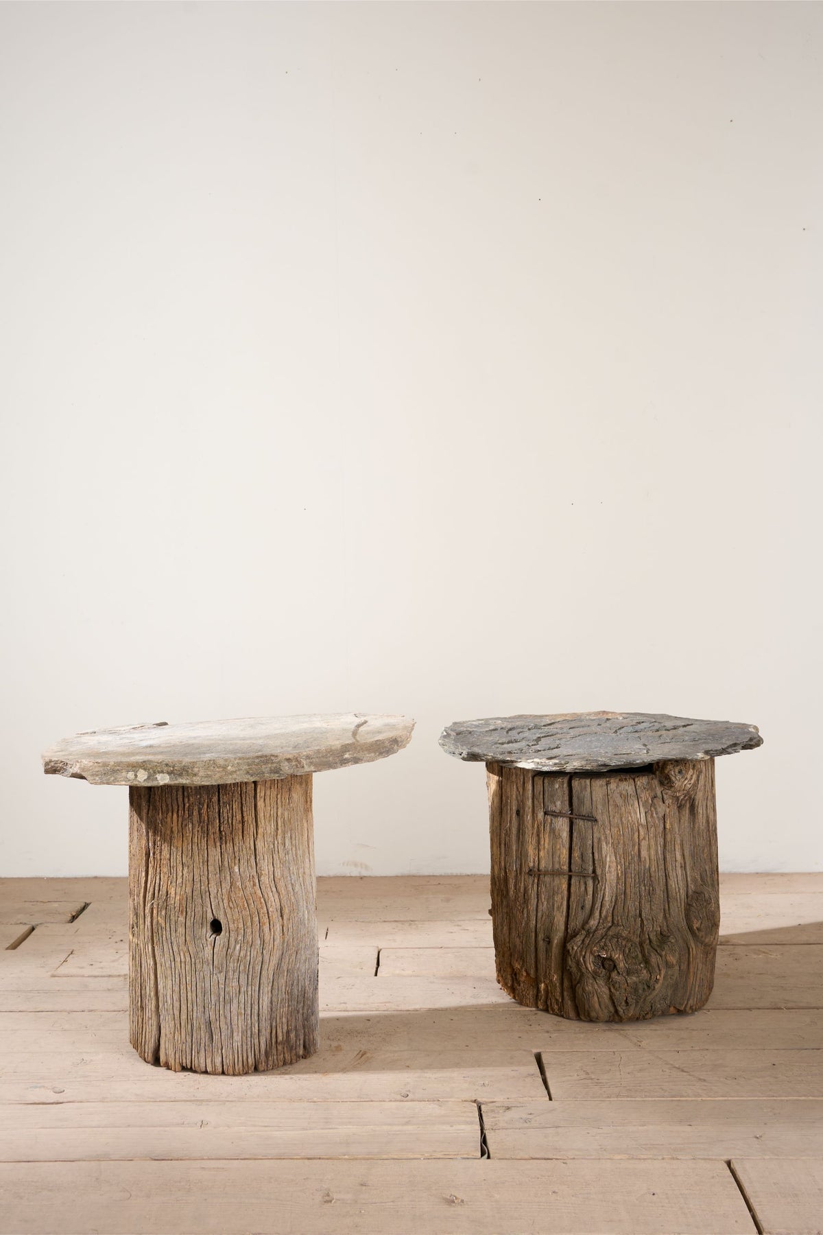 RESERVED Pair of 19th century rustic slate side tables - TallBoy Interiors