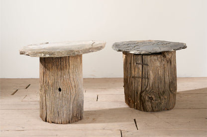 RESERVED Pair of 19th century rustic slate side tables