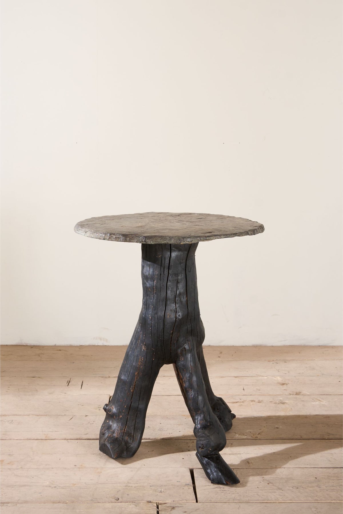 RESERVED Early 20th century Portuguese root and slate side table - TallBoy Interiors
