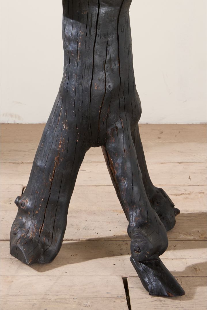 RESERVED Early 20th century Portuguese root and slate side table - TallBoy Interiors