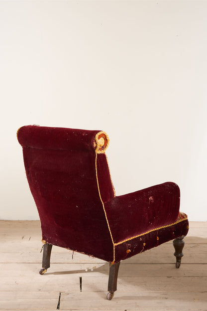 Large proportioned 19th century Carpet covered armchair
