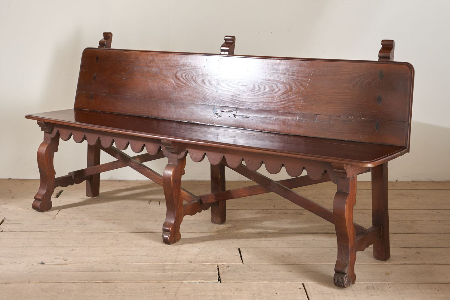 19th century Spanish baroque hall bench