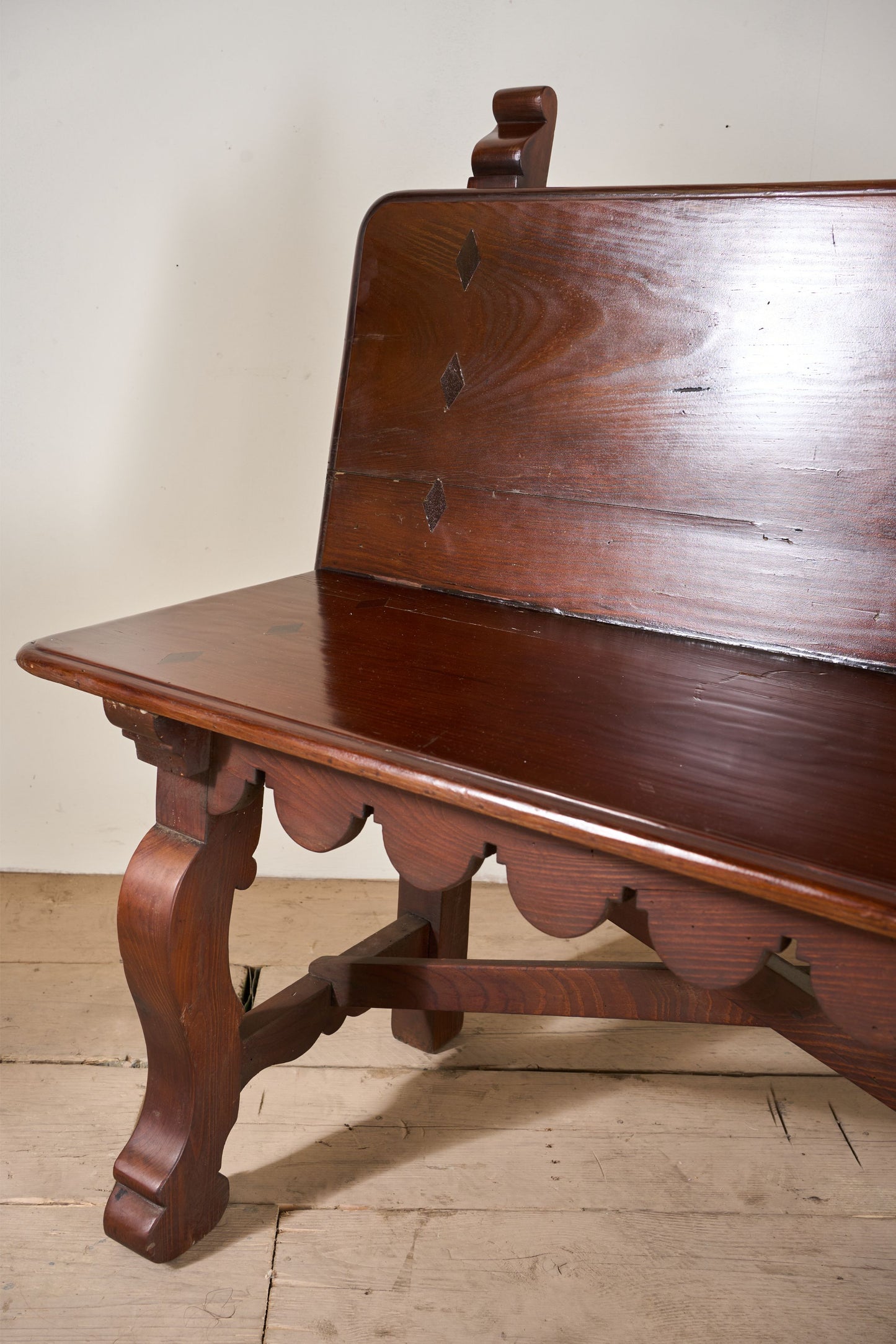 19th century Spanish baroque hall bench
