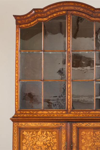 18th Century Marquetry inlaid Dutch glazed cabinet