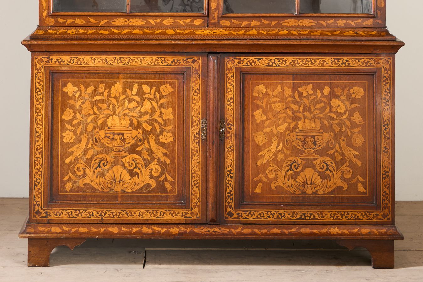 18th Century Marquetry inlaid Dutch glazed cabinet