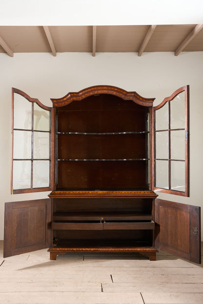 18th Century Marquetry inlaid Dutch glazed cabinet