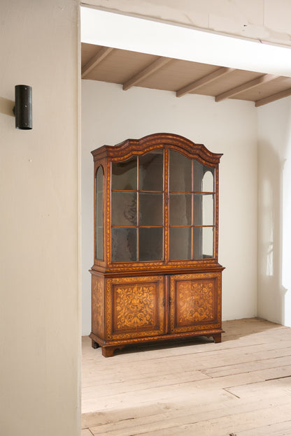 18th Century Marquetry inlaid Dutch glazed cabinet