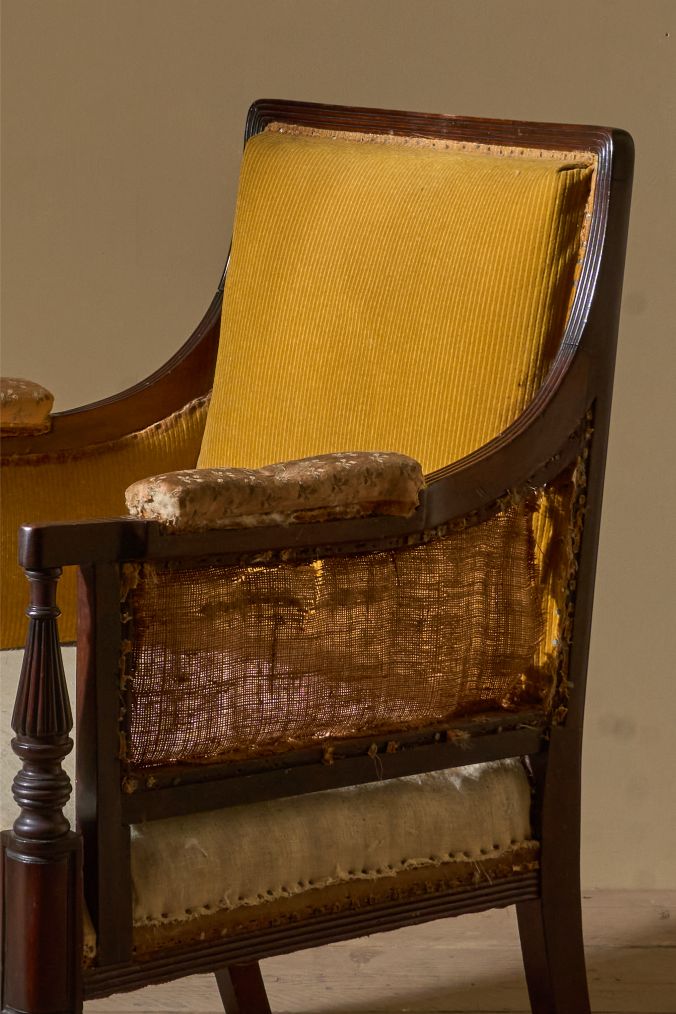 19th Century mahogany reeded library chair