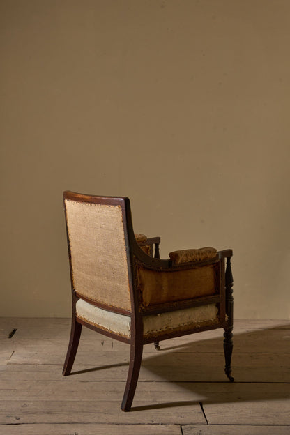 19th Century mahogany reeded library chair