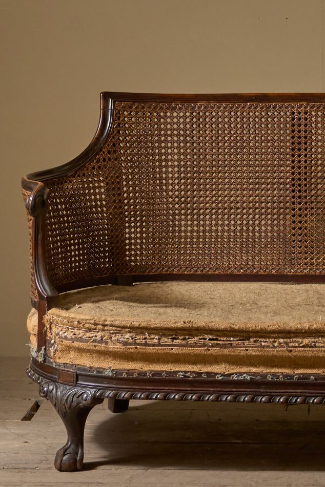 c.1900 Bergere sofa with shapely arms - TallBoy Interiors