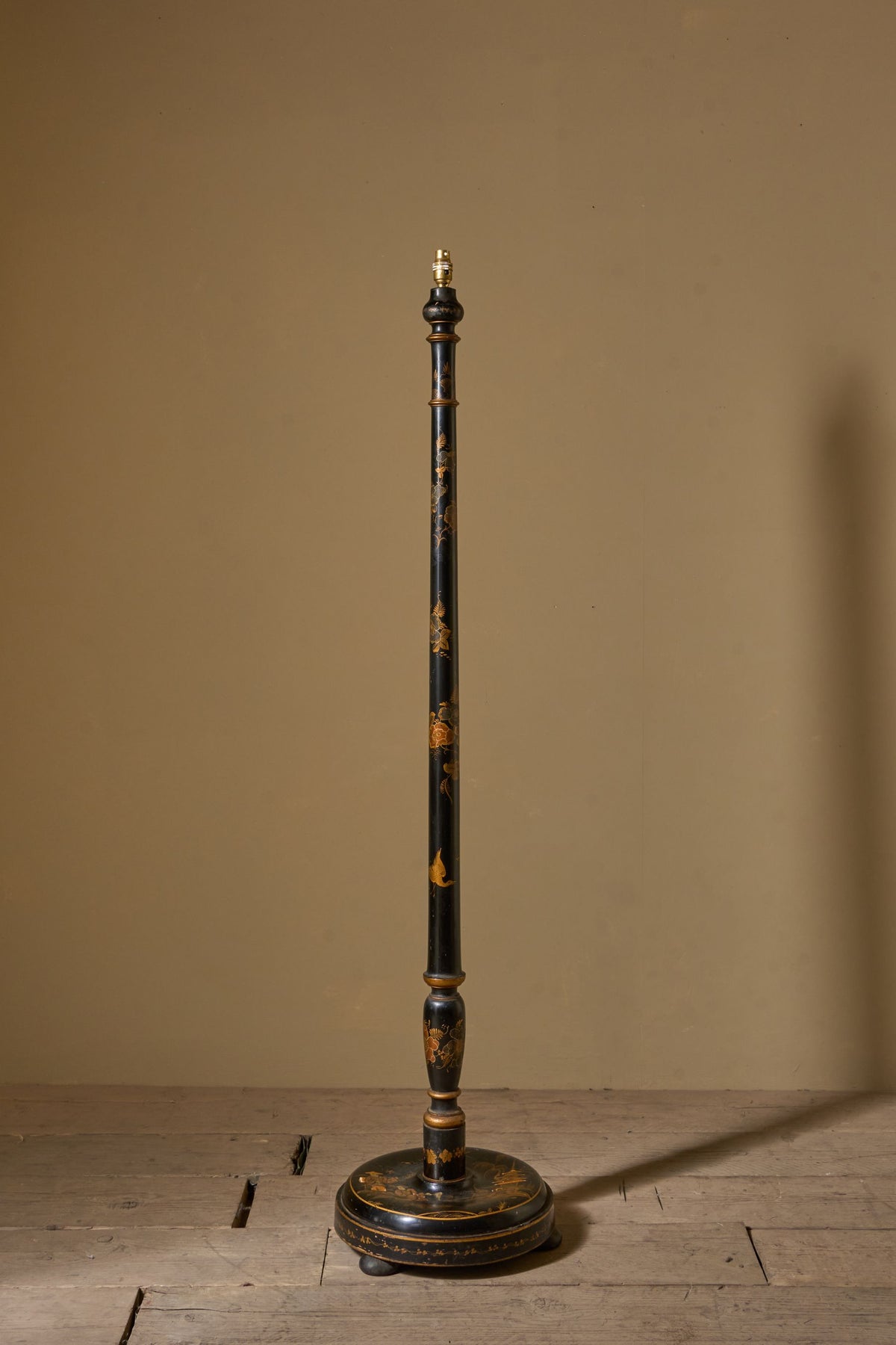 c1920 Black lacquered chinoiserie floor lamp - TallBoy Interiors