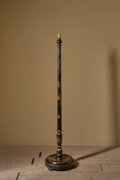 c1920 Black lacquered chinoiserie floor lamp