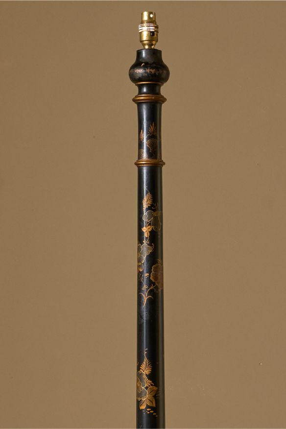 c1920 Black lacquered chinoiserie floor lamp