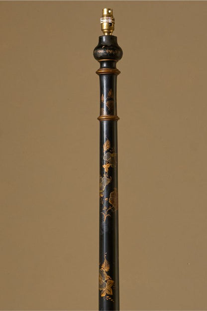 c1920 Black lacquered chinoiserie floor lamp