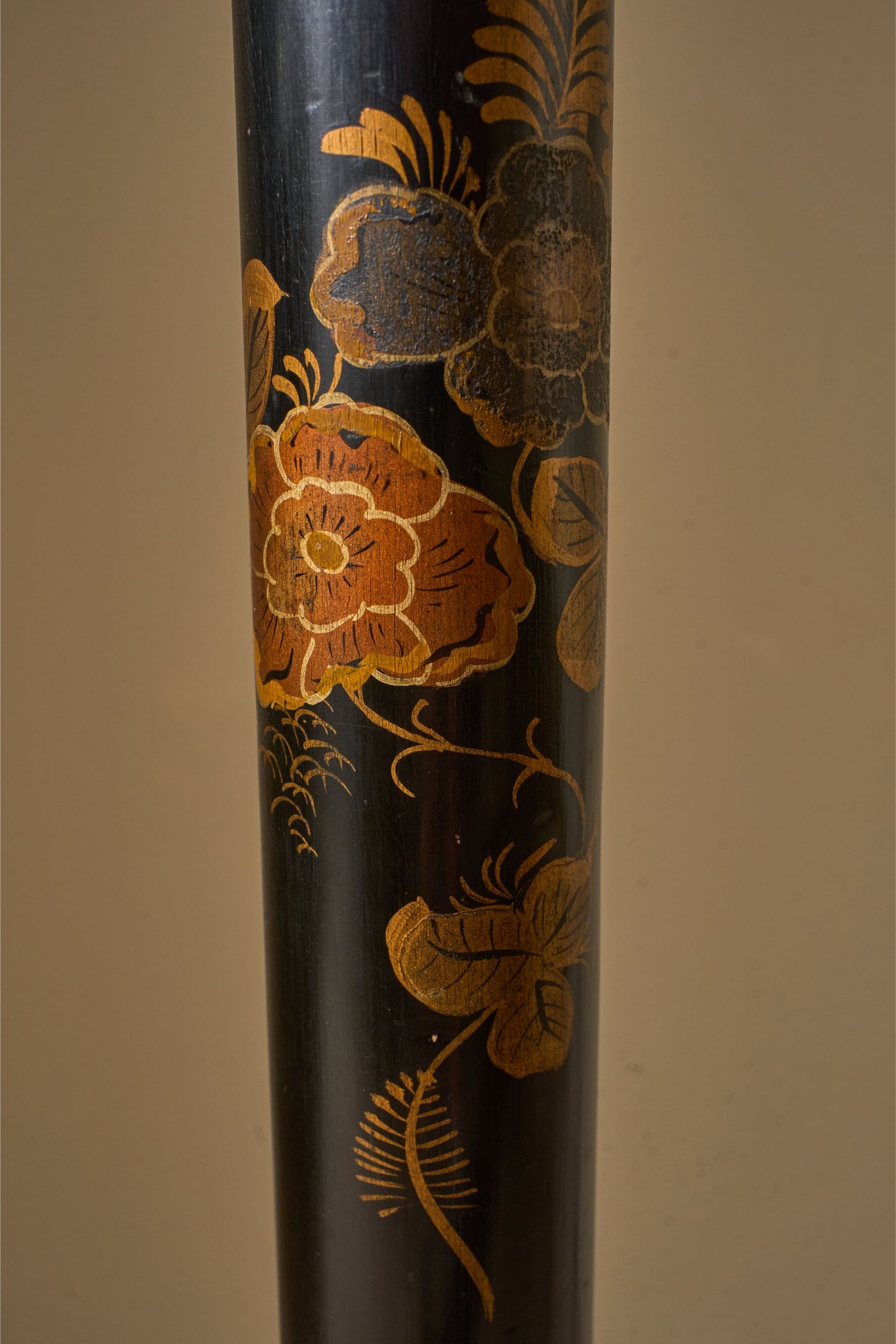 c1920 Black lacquered chinoiserie floor lamp