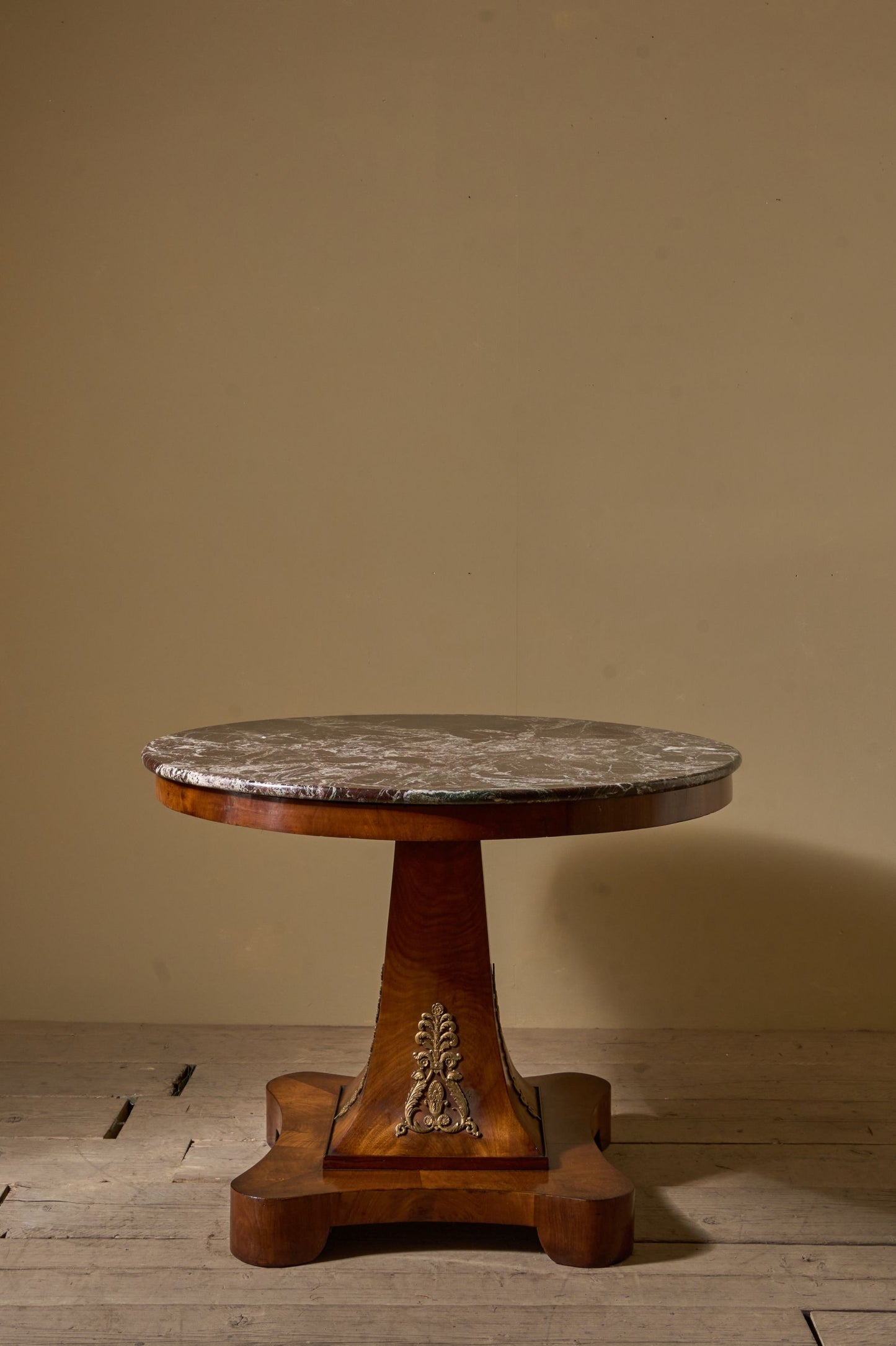 19th Century French empire Red marble and mahogany gueridon table