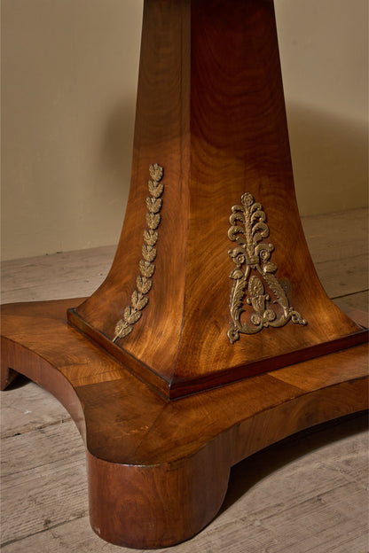 19th Century French empire Red marble and mahogany gueridon table