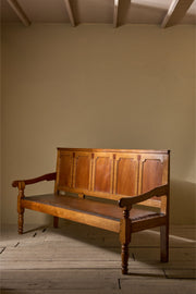 Georgian oak hall bench with tulip decoration - TallBoy Interiors